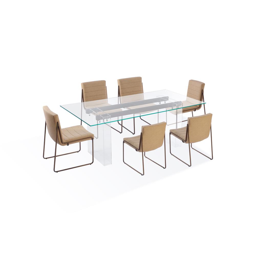 Double Pedestal Rectangular Dining Table in Clear Acrylic, Glass. Picture 4