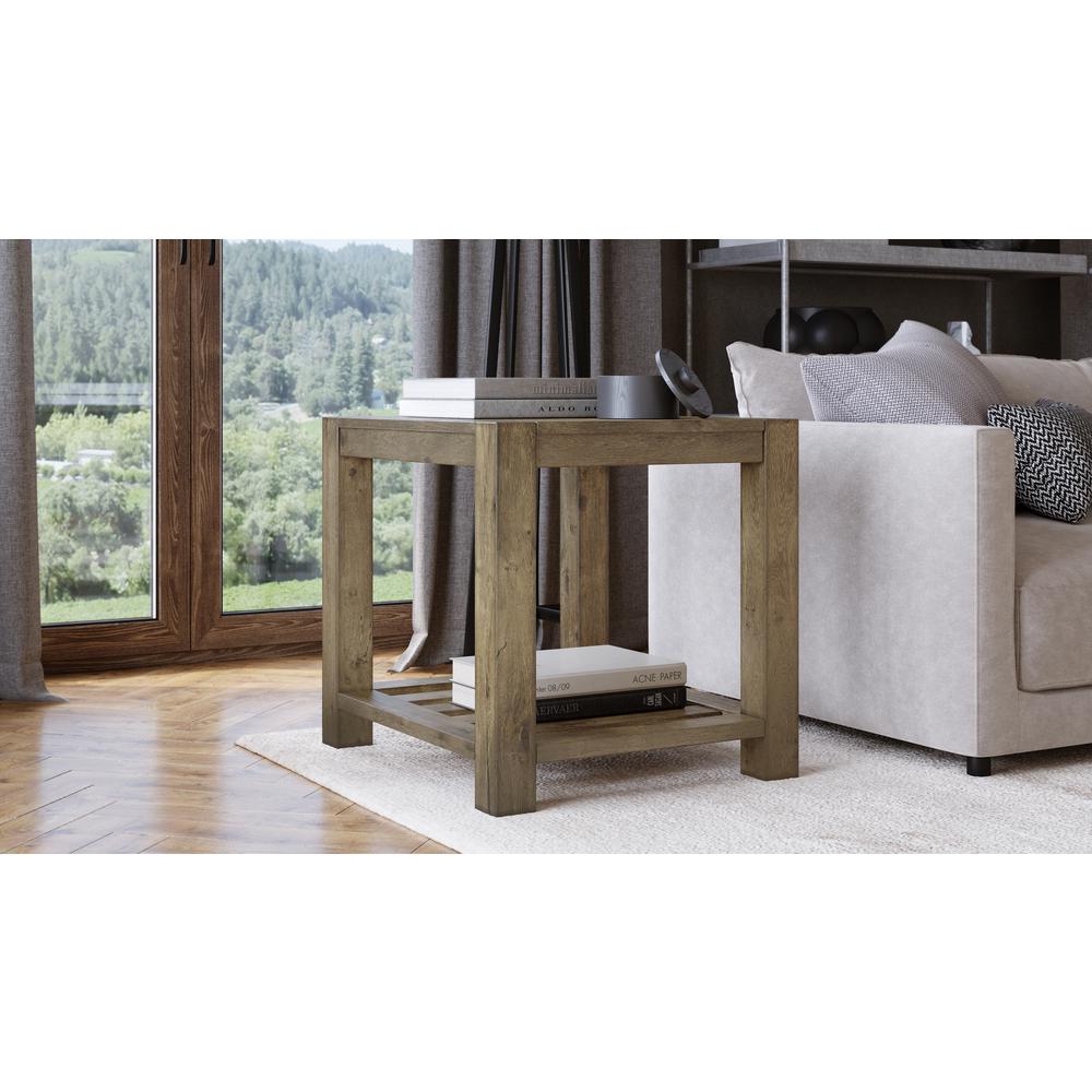 Canyon Solid Wood Rectangular End Table in Washed Grey. Picture 1