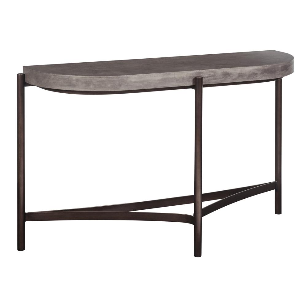 Lyon Semi-circular Natural Concrete and Metal Console Table. Picture 2