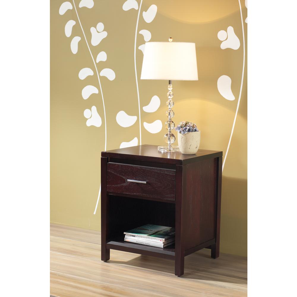 Nevis One Drawer Nightstand in Espresso. Picture 6