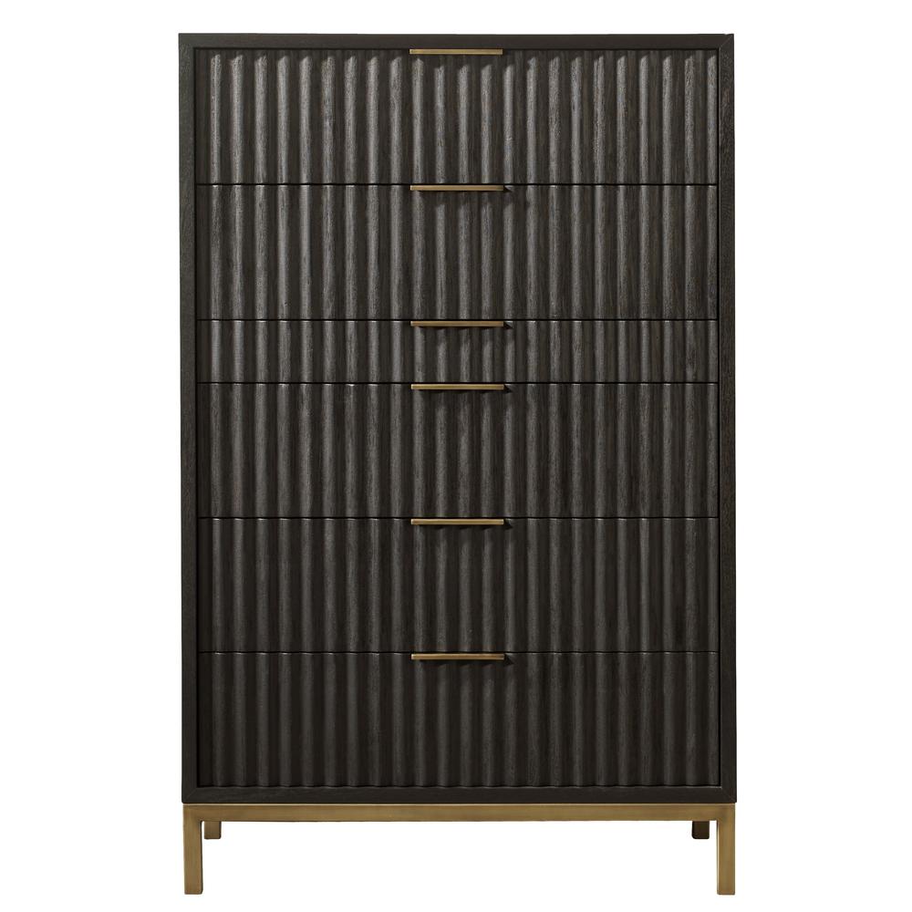 Kentfield Solid Wood Six Drawer Cheset in Black Drifted Oak (2024). Picture 2