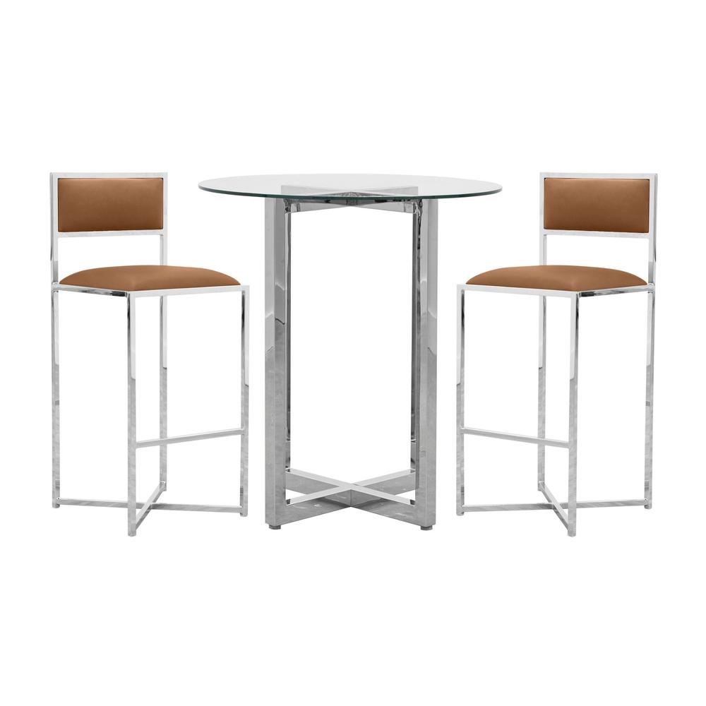 Amalfi X-Base Bar Stool in Cognac, set of 2. Picture 2