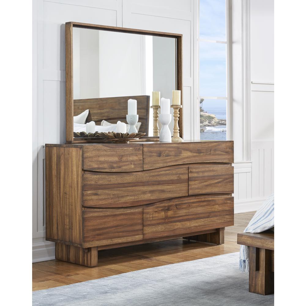 Ocean Six Drawer Solid Wood Dresser in Natural Sengon (2024). Picture 3