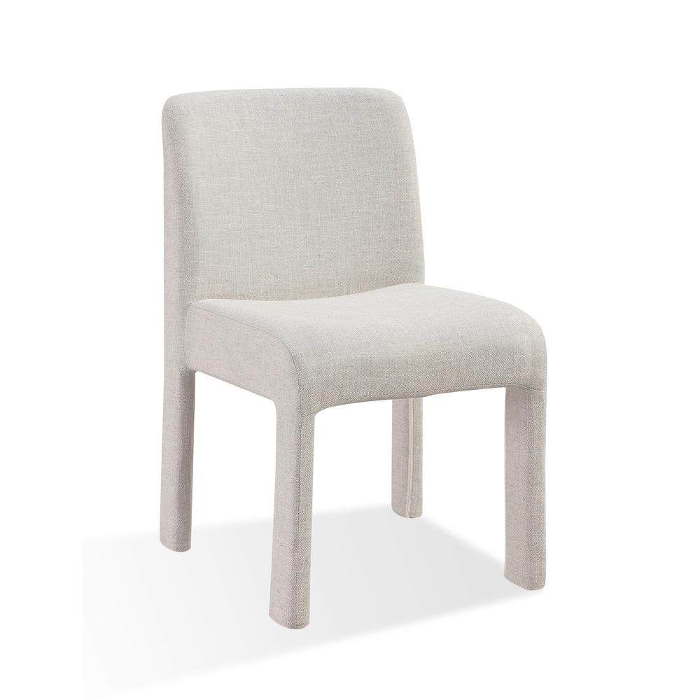 Devon Fully Upholstered Dining Chair in Turtle Dove Linen, set of 2. Picture 2