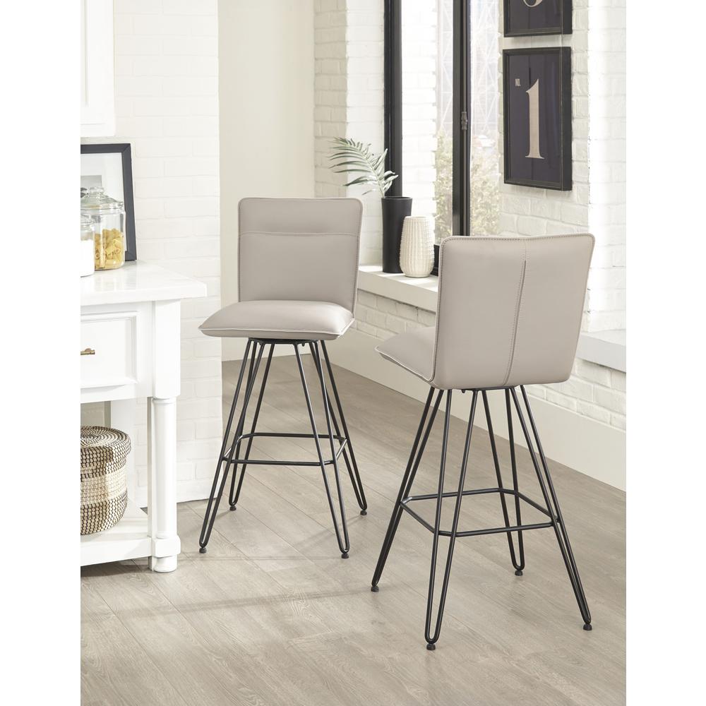 Demi Hairpin Leg Swivel Bar Stool in Taupe, set of 2. Picture 1