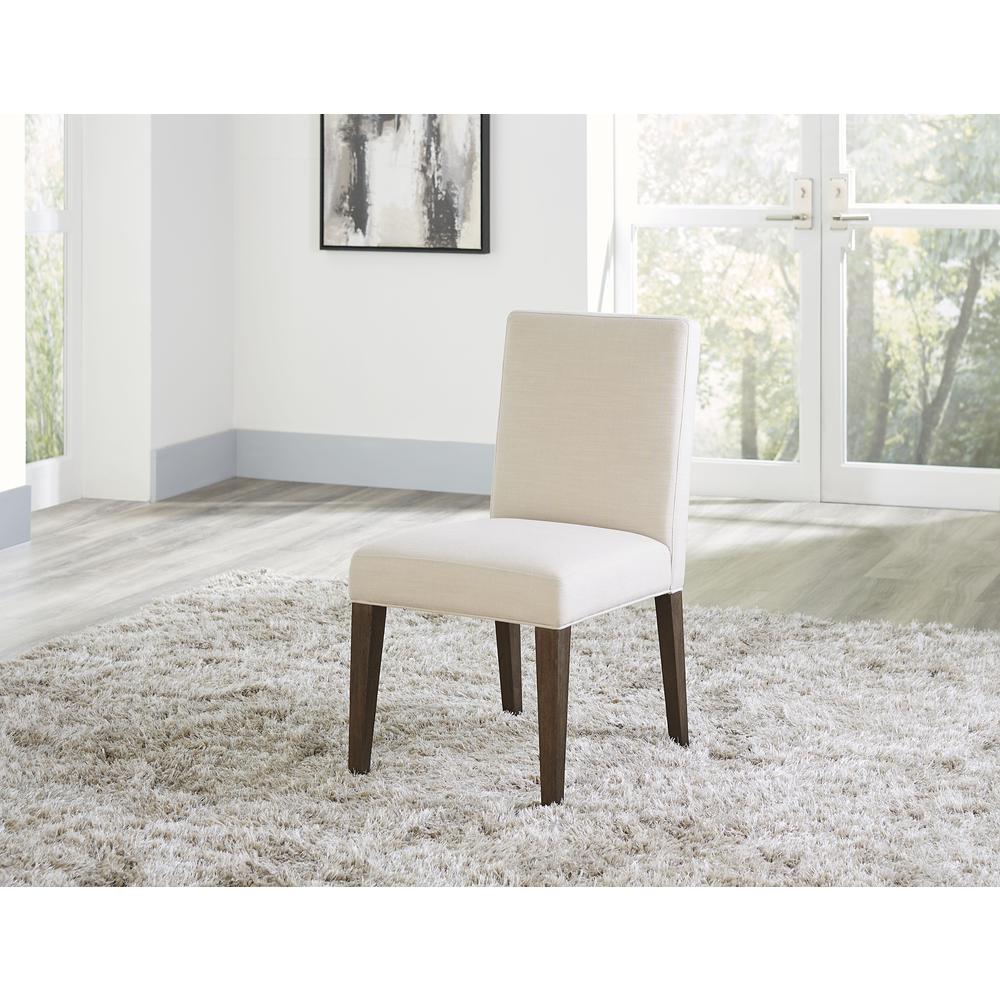 Modesto Upholstered Side Chair in Abalone Linen and French Roast, set of 2. Picture 1