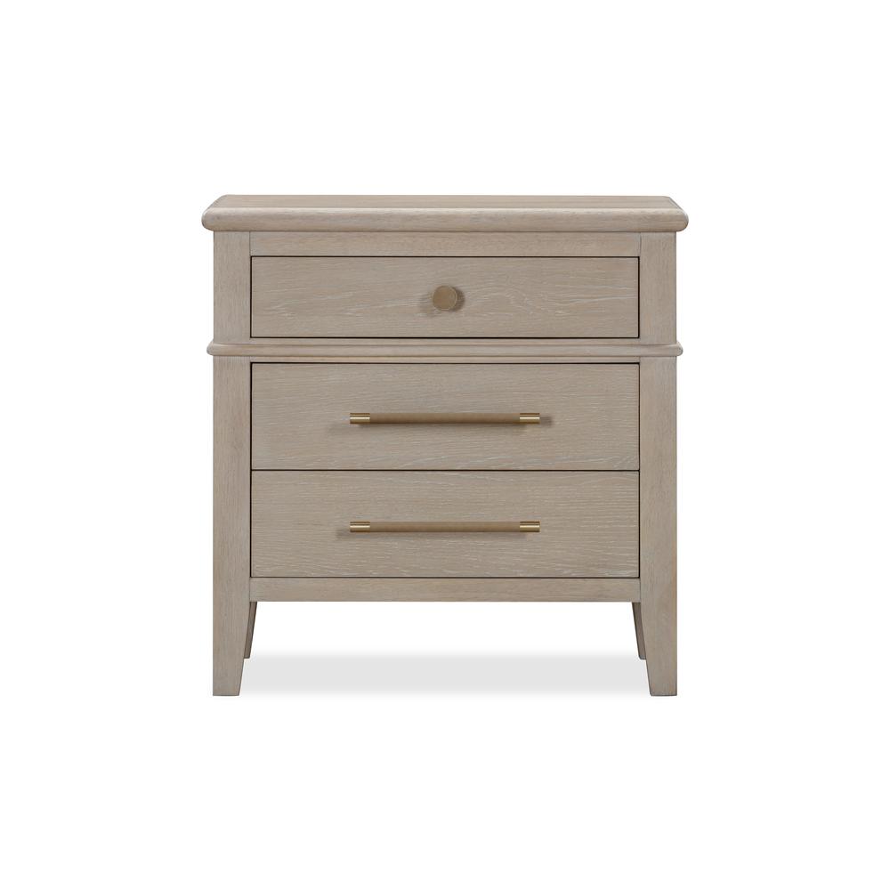 Camden Three Drawer Oak Wood Nightstand in Chai. Picture 2