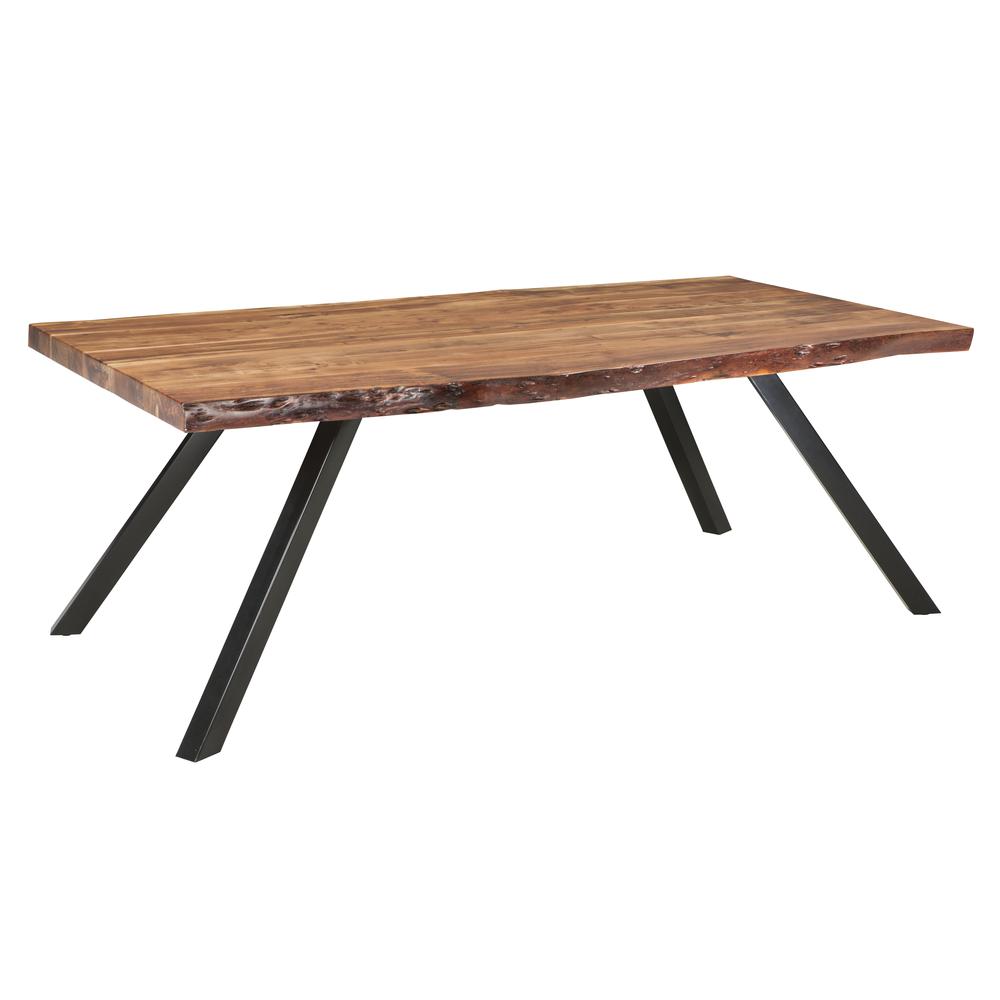 Reese Live Edge Solid Wood Metal Leg Dining Table in Natural Acacia. Picture 4