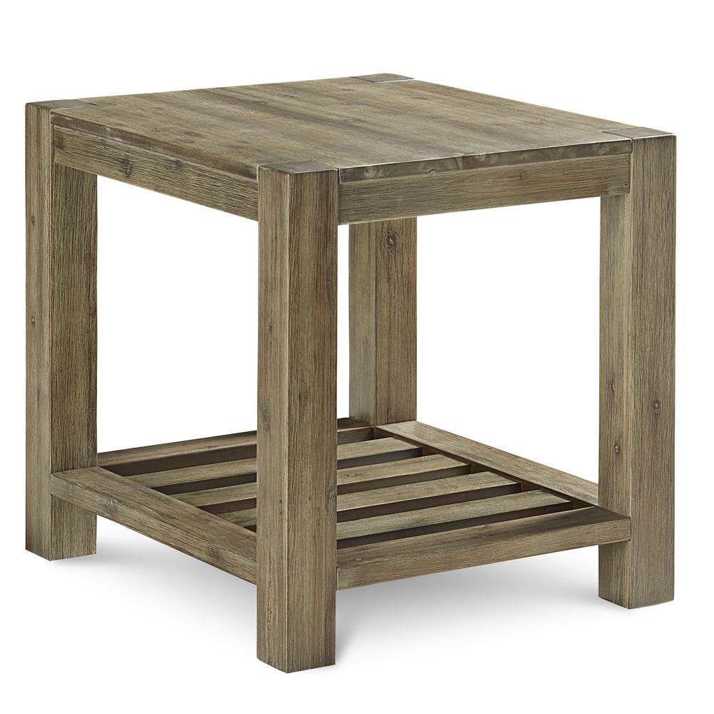 Canyon Solid Wood Rectangular End Table in Washed Grey. Picture 5