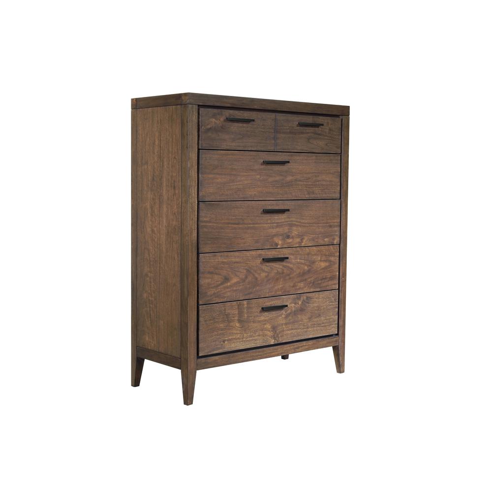 Boracay Five Drawer Walnut Chest in Wild Oats Brown (2024). Picture 3
