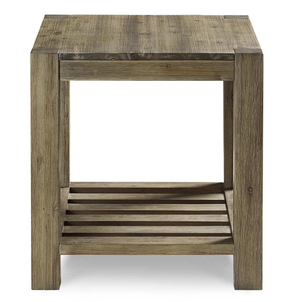 Canyon Solid Wood Rectangular End Table in Washed Grey. Picture 3