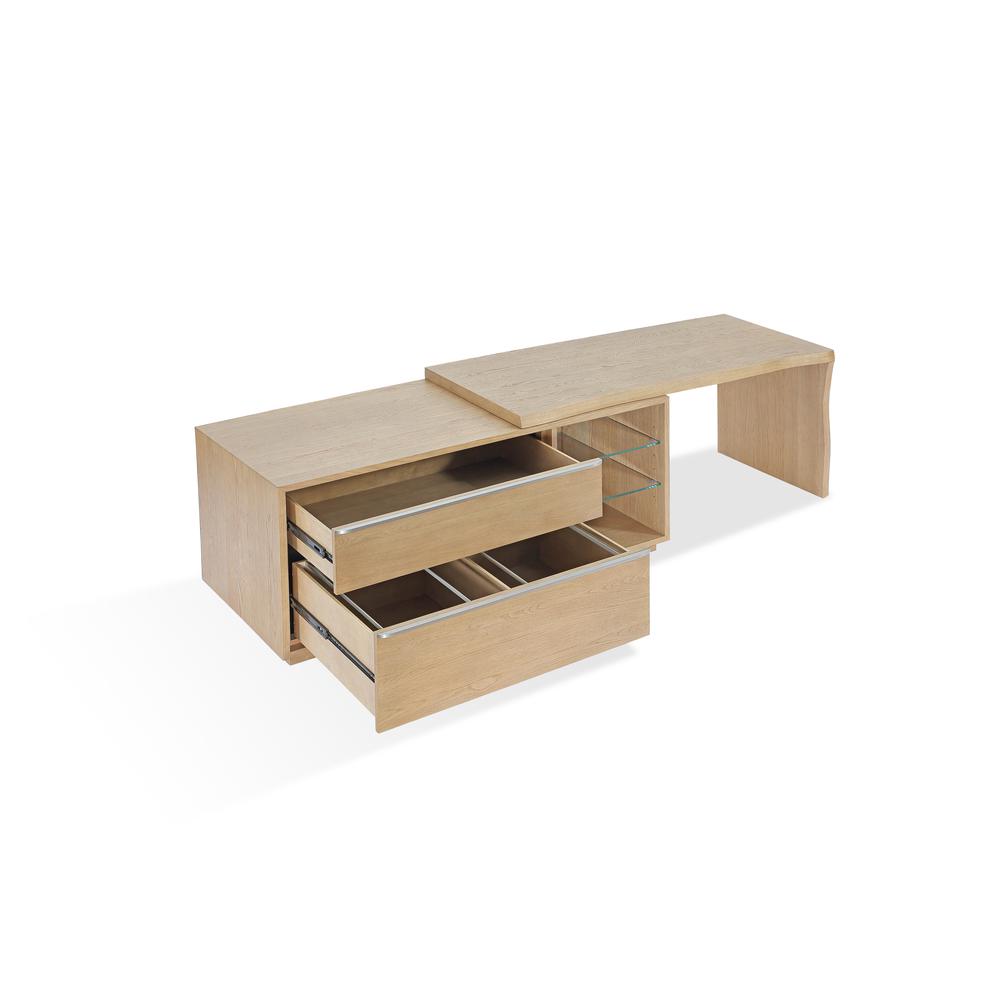 One Live Edge Edge Executive Desk in White Oak and Glass. Picture 3