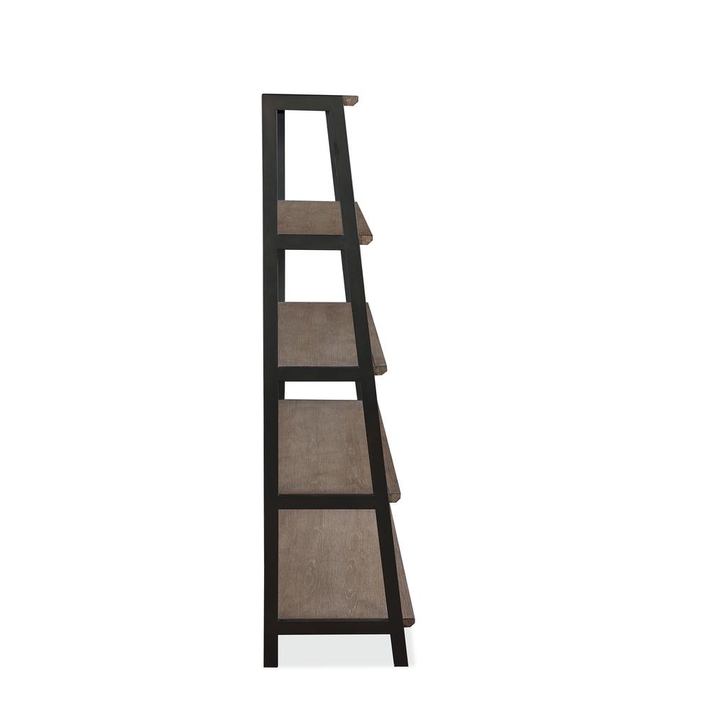 Finch Wood and Metal Etagere Bookcase in Buckwheat and Antique Bronze. Picture 3