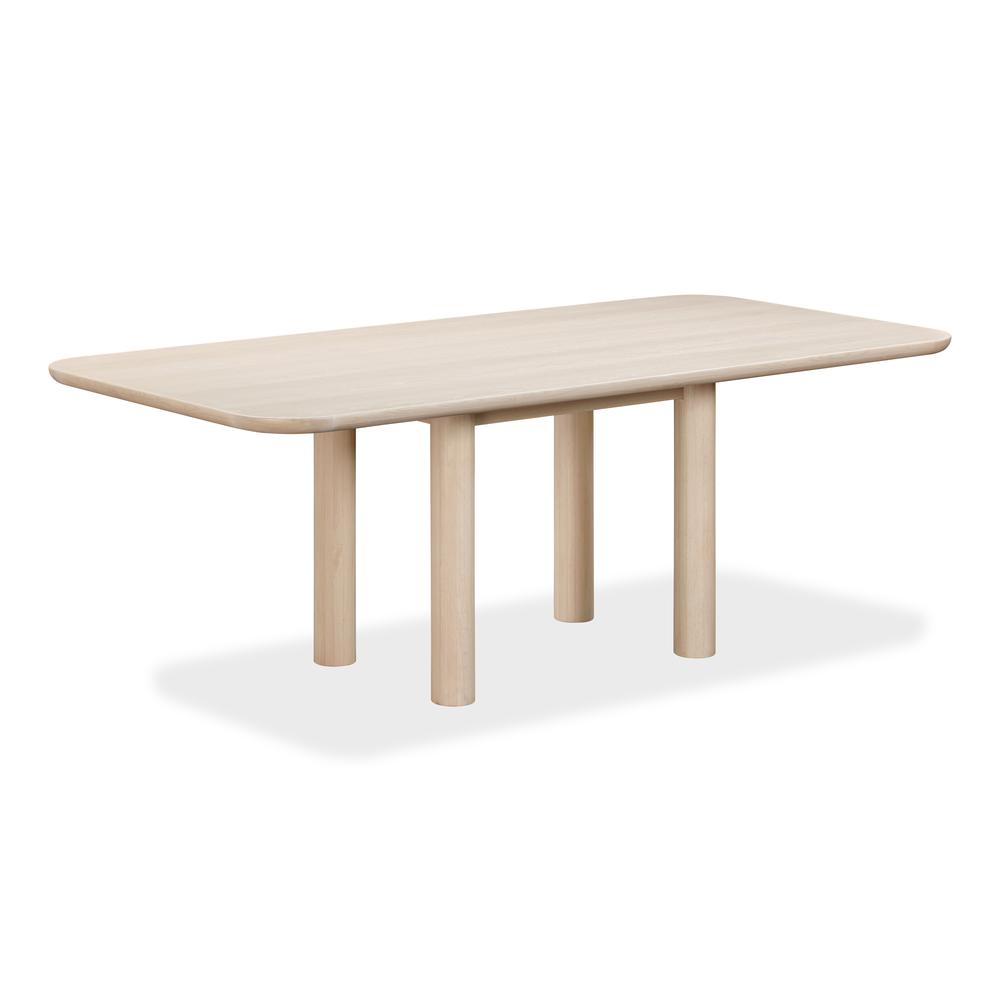 Liv Solid Ash Rectangular Dining Table in White Sand. Picture 2
