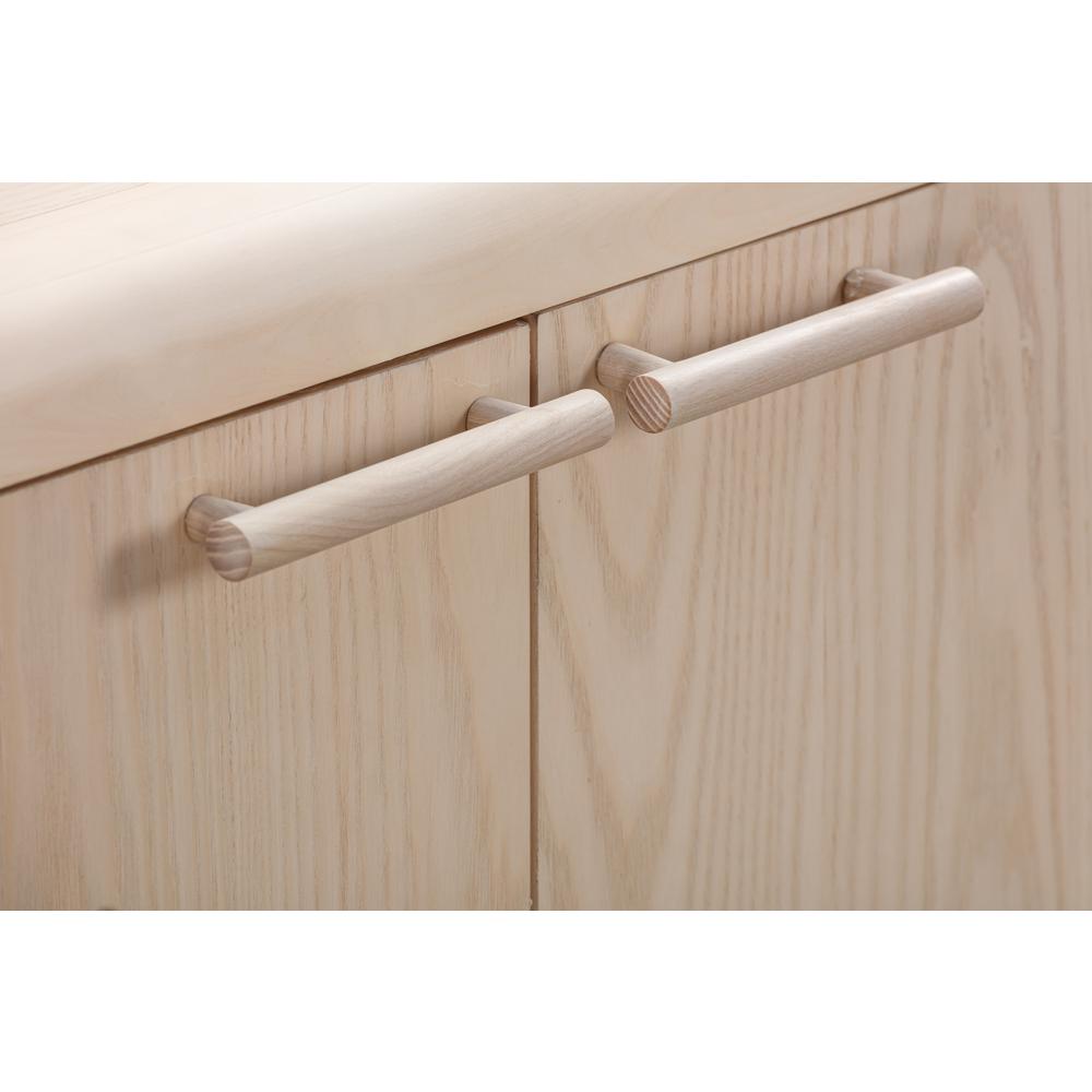 Liv Four Door Ash Wood Sideboard in White Sand. Picture 3