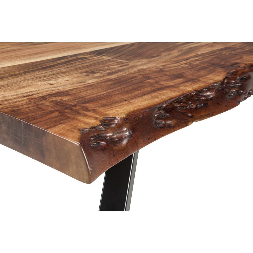 Reese Live Edge Solid Wood Metal Leg Coffee Table in Natural Acacia. Picture 5
