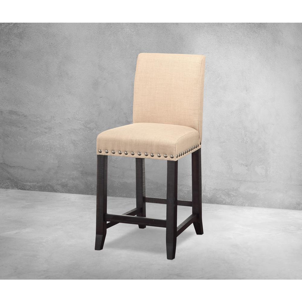 Yosemite Upholstered Kitchen Counter Stool in Cafe, set of 2. Picture 1