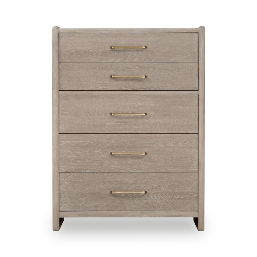 Gardenia Five Drawer Oak Wood Chest in Chai. Picture 1