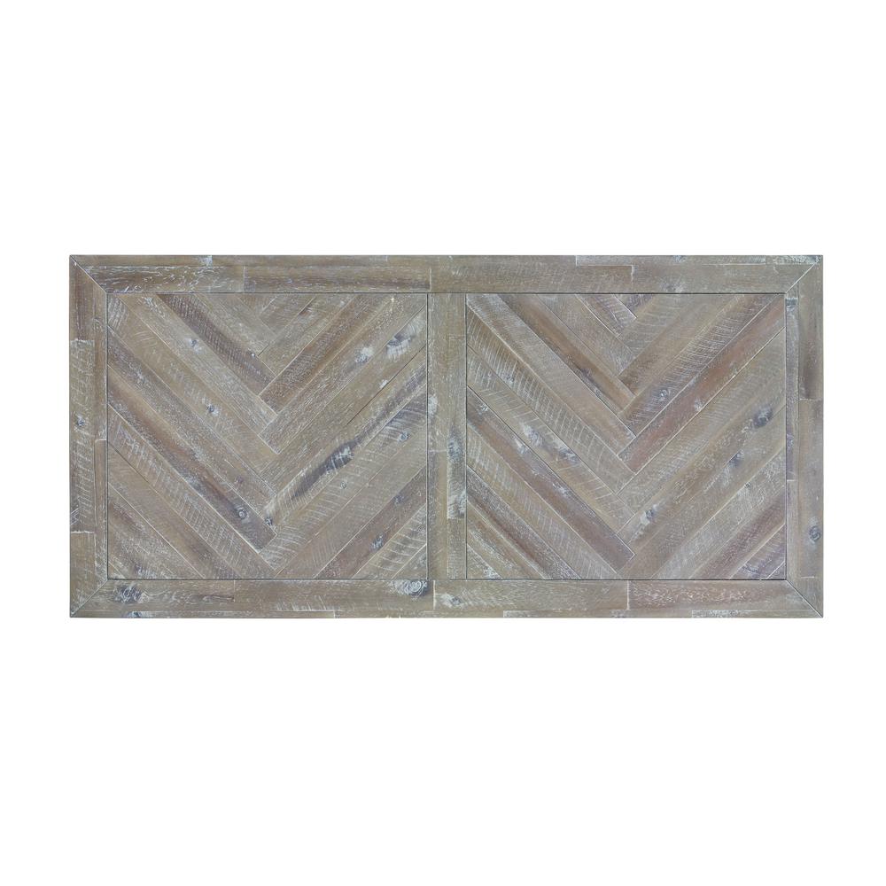 Herringbone Solid Wood Two Drawer Coffee Table in Rustic Latte. Picture 5