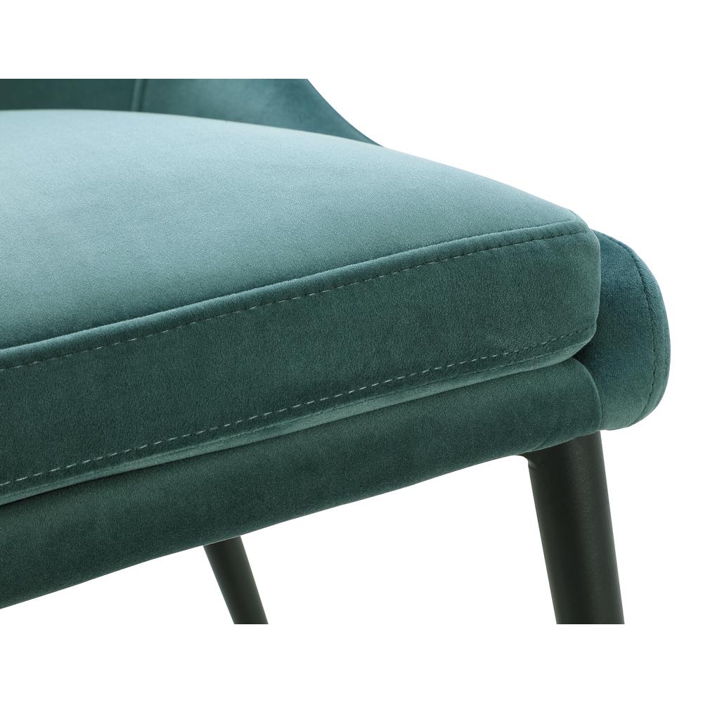 Winston Upholstered Metal Leg Dining Chair in Smoked Green and Black, set of 2. Picture 4