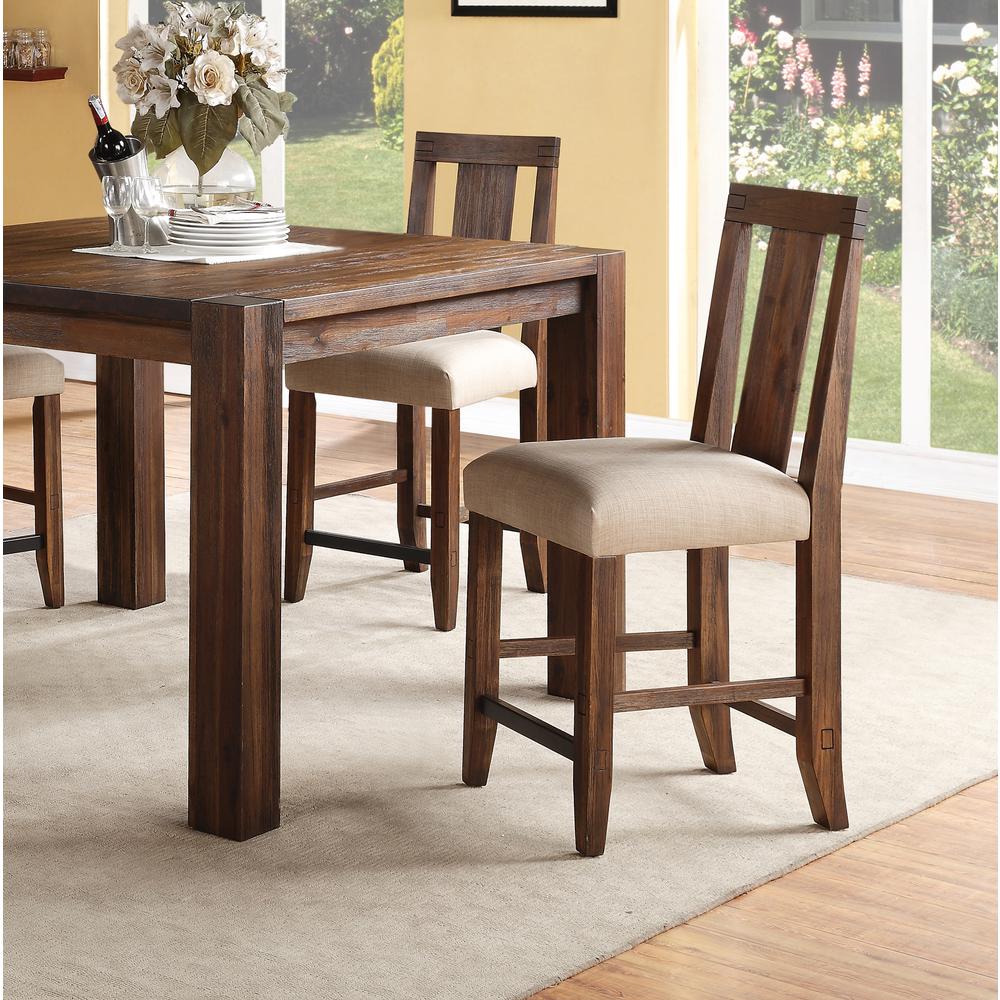 Meadow Solid Wood Upholstered Kitchen Counter Stool in Brick Brown, set of 2. Picture 2