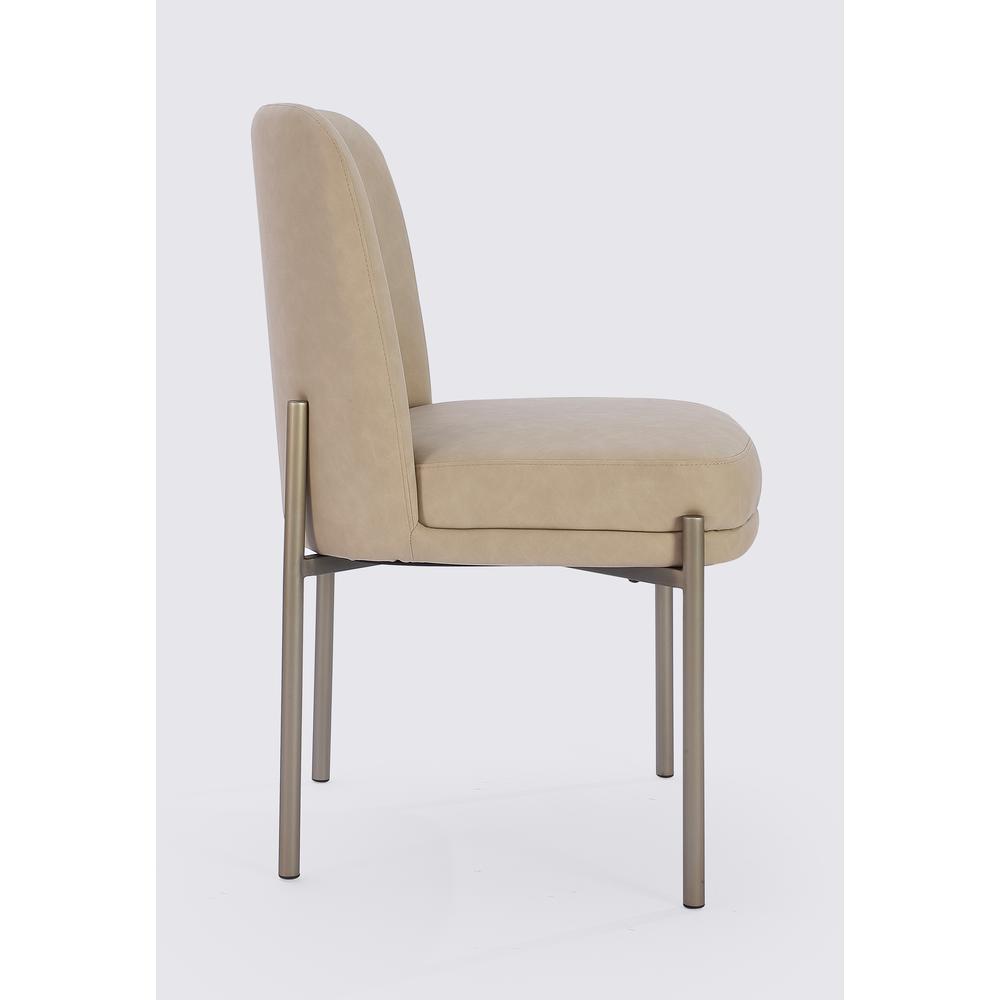 Upholstered Dining Chair in Camel Synthetic Leather, Set of 2. Picture 5