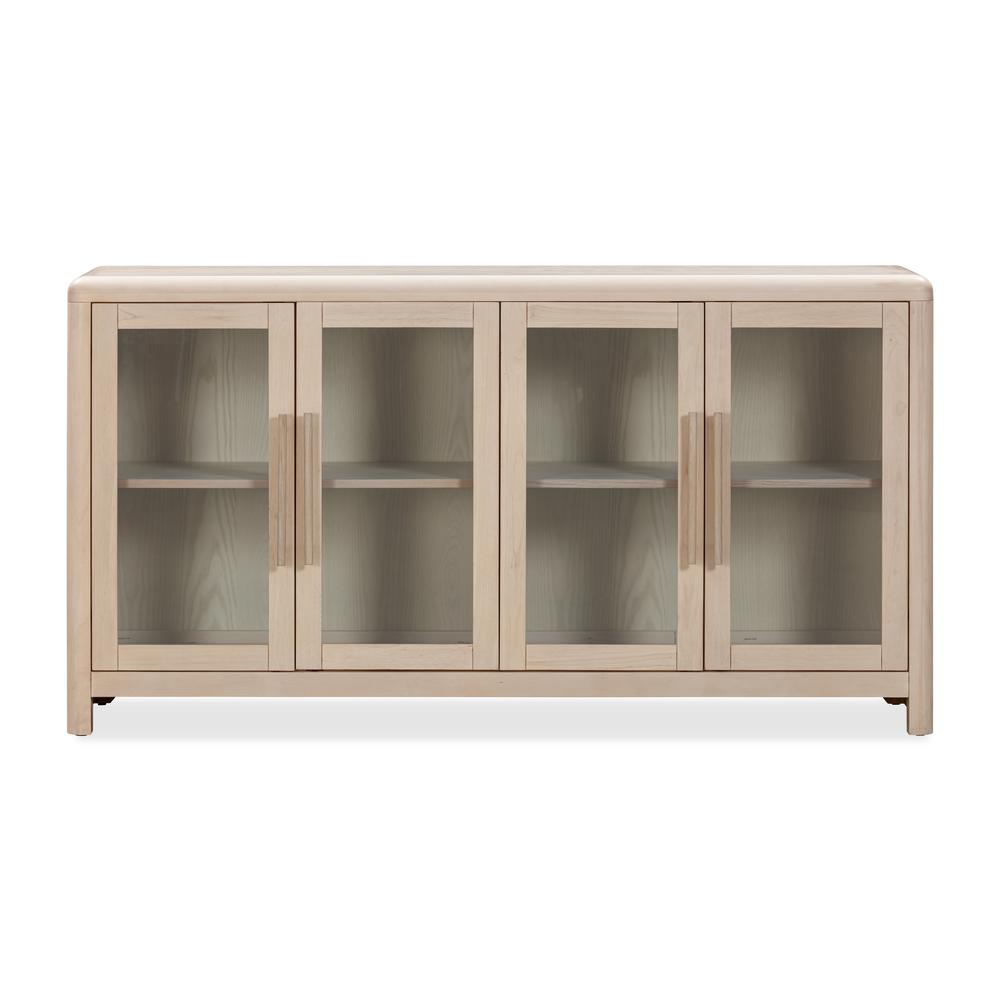 Liv Glass Door Ash Wood Sideboard in White Sand. Picture 1