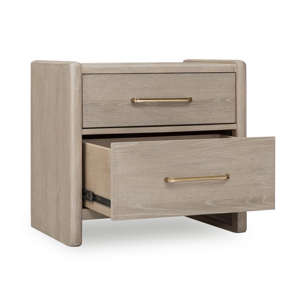Gardenia 2 Drawer Oak Wood Nightstand in Chai. Picture 3