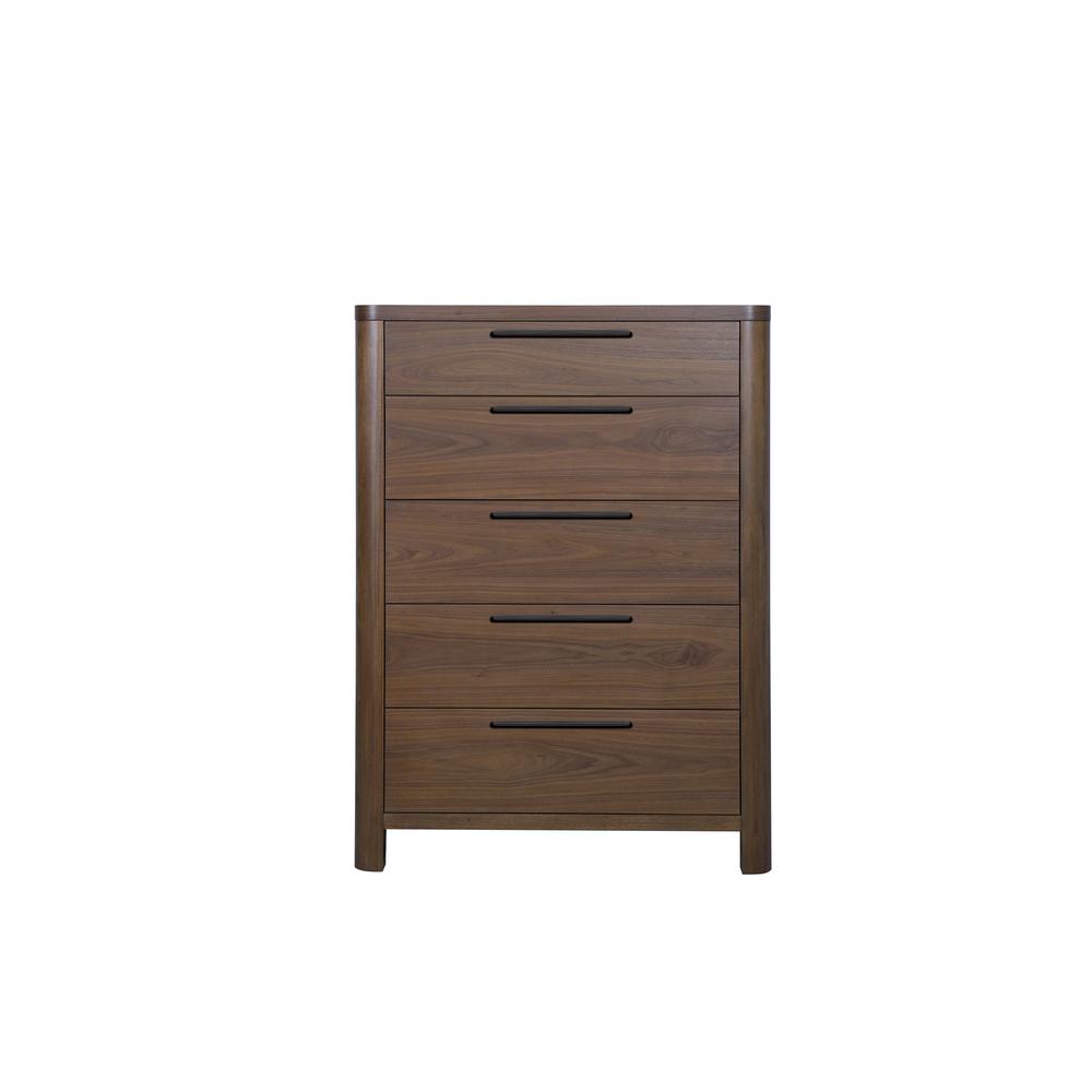 Totes Five Drawer Chest in English Walnut. Picture 1