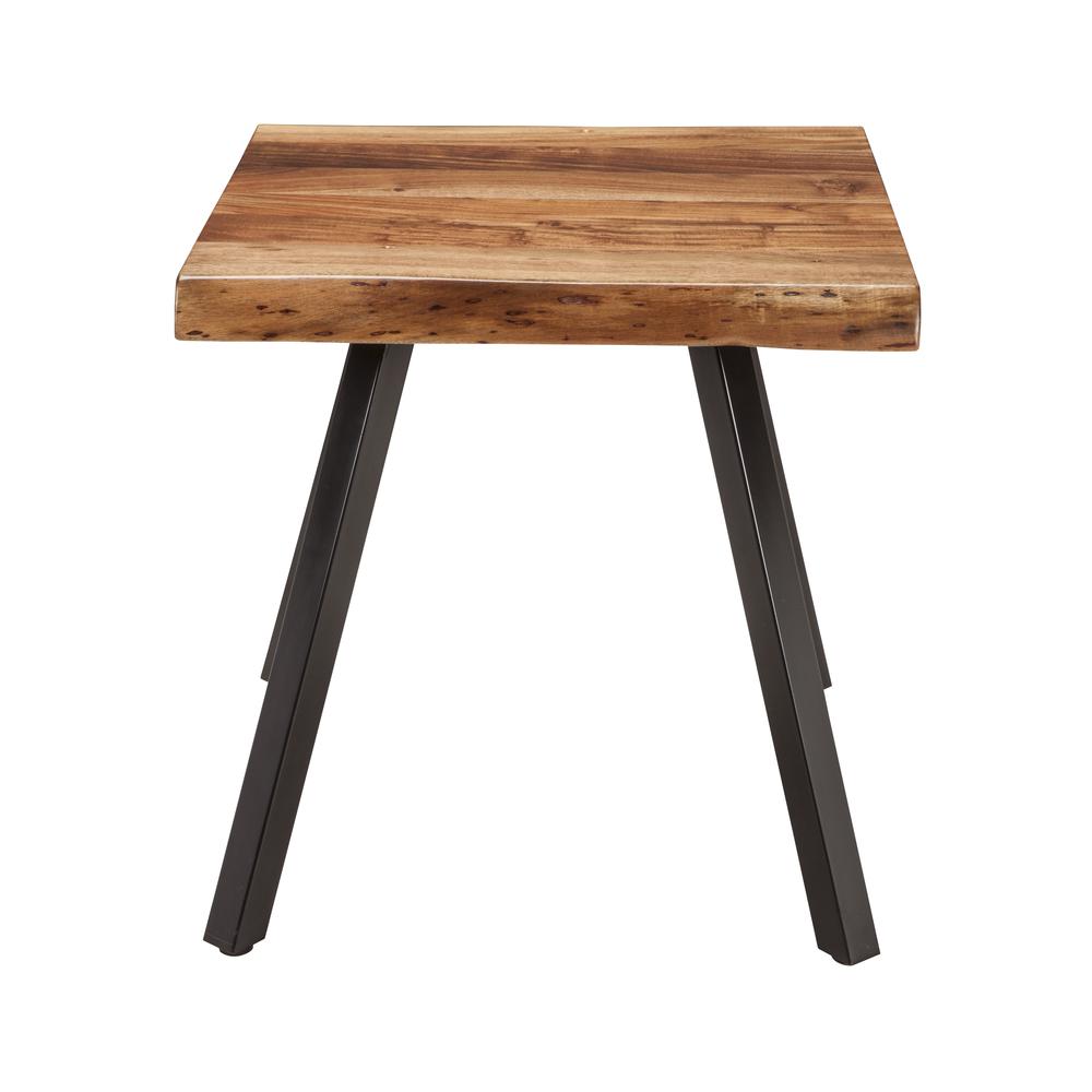 Reese Live Edge Solid Wood Metal Leg End Table in Natural Acacia. Picture 3