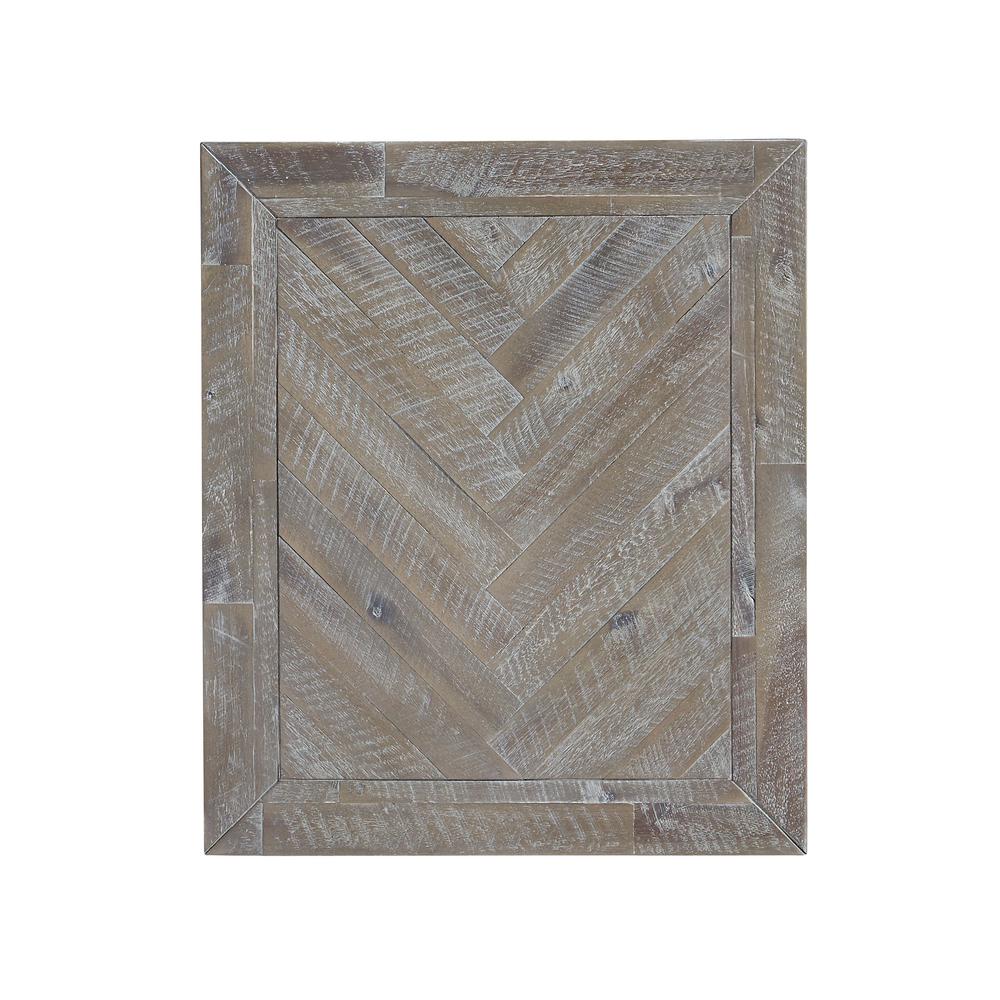 Herringbone Solid Wood One Drawer End Table in Rustic Latte. Picture 5