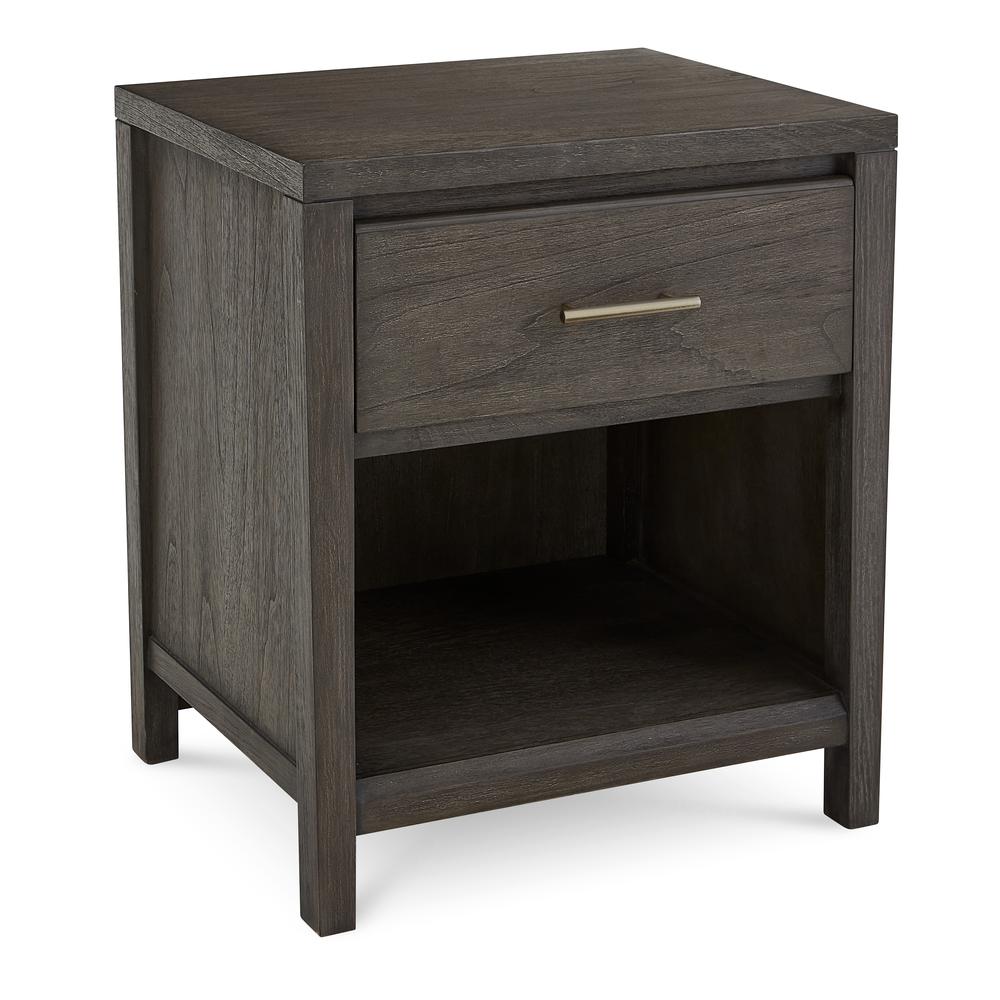 Nevis One Drawer Nightstand in Sharkskin. Picture 1