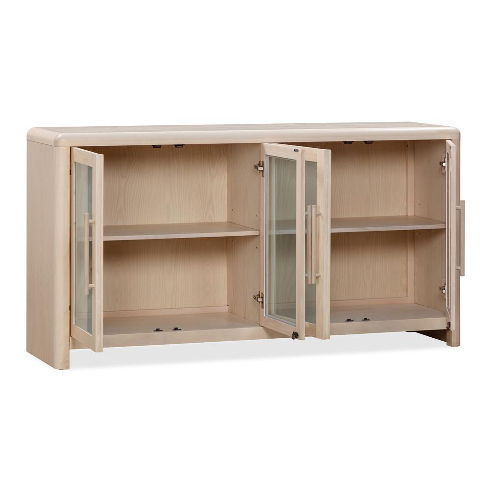 Liv Glass Door Ash Wood Sideboard in White Sand. Picture 4