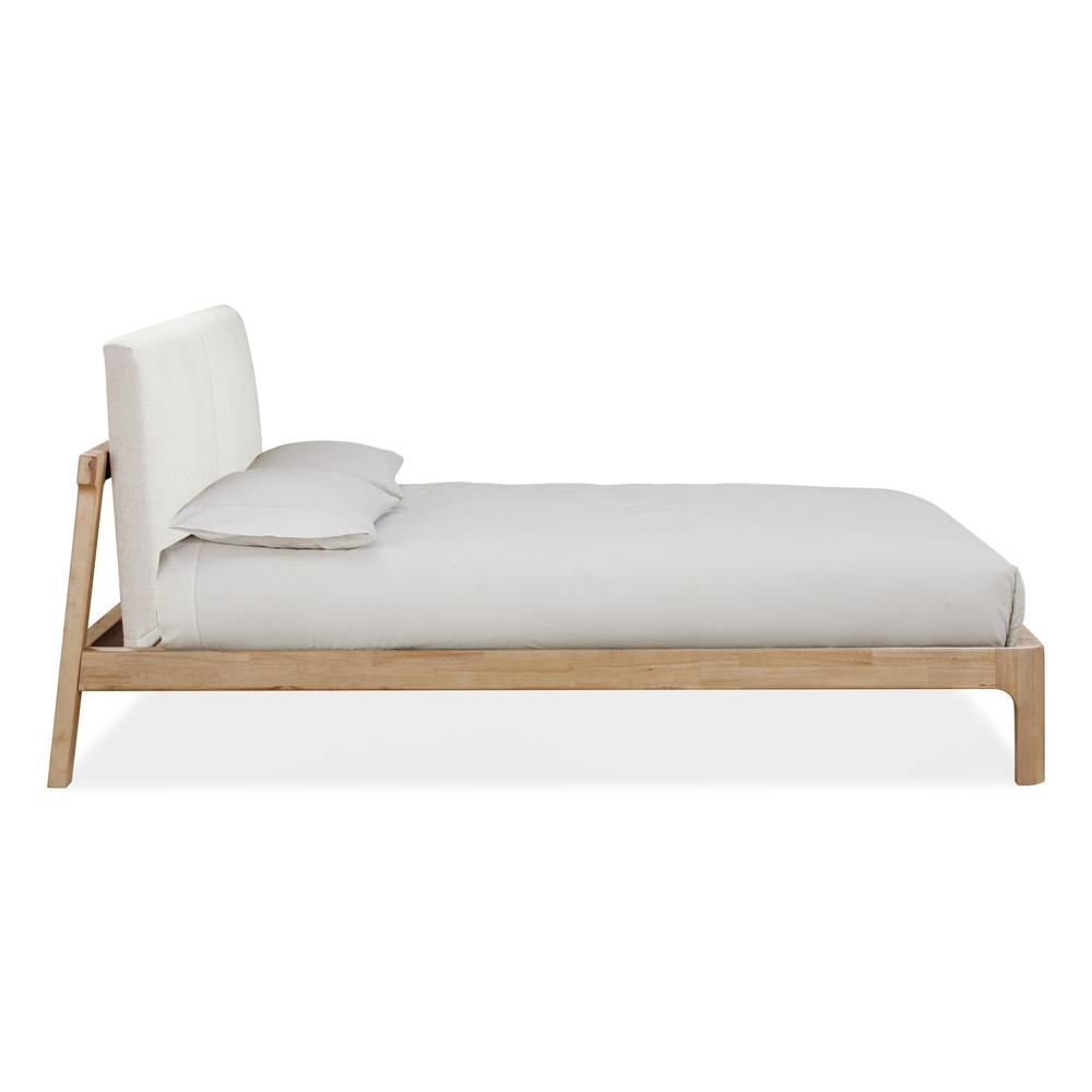 Furano Upholstered Two Cushion Platform Bed in Ginger and Natural Linen. Picture 3