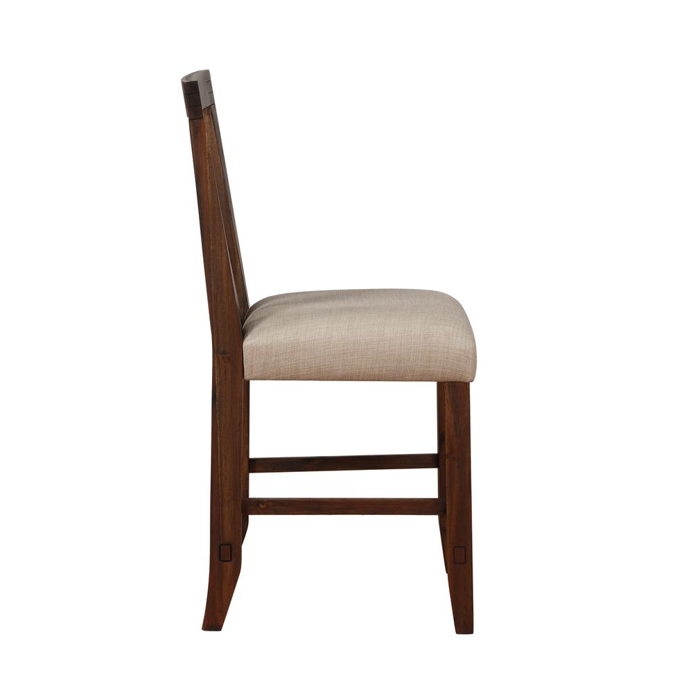 Meadow Solid Wood Upholstered Kitchen Counter Stool in Brick Brown, set of 2. Picture 5