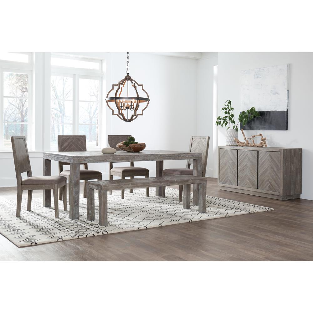 Herringbone Solid Wood Dining Bench in Rustic Latte. Picture 2