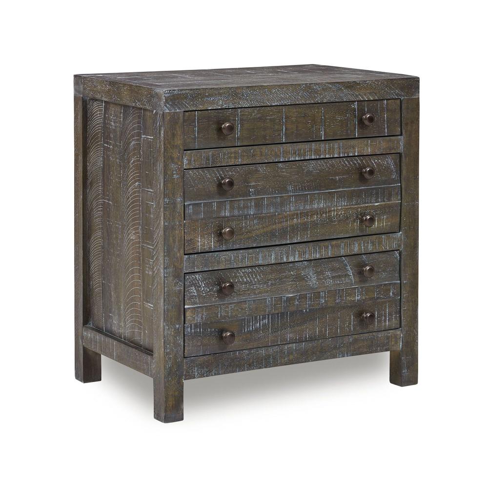 Townsend Solid Wood Three Drawer Nighstand in Gunmetal. Picture 3