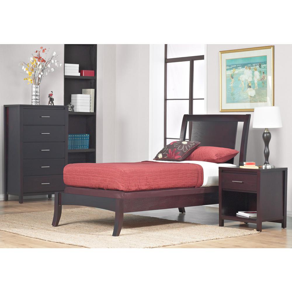 Nevis Wood Sleigh Bed in Espresso, Twin. Picture 4