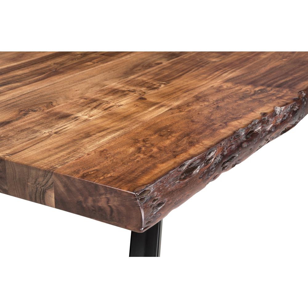 Reese Live Edge Solid Wood Metal Leg Dining Table in Natural Acacia. Picture 6