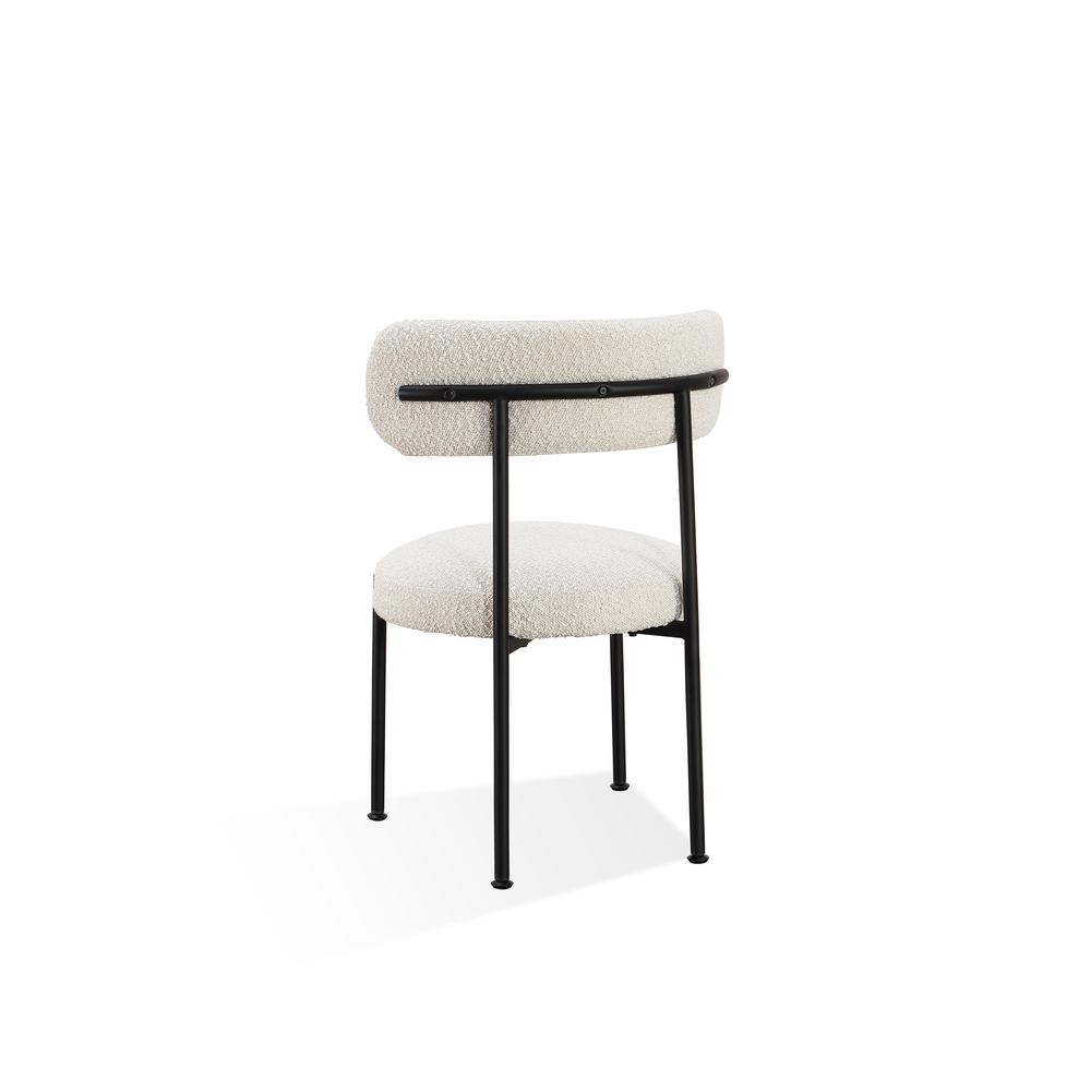 Aere Boucle Upholstered Metal Leg Dining Chair in Ivory and Black, set of 2. Picture 6