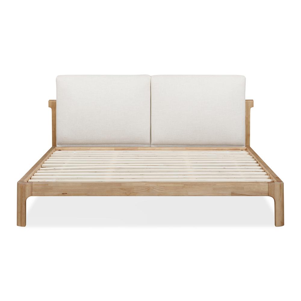 Furano Upholstered Two Cushion Platform Bed in Ginger and Natural Linen. Picture 4