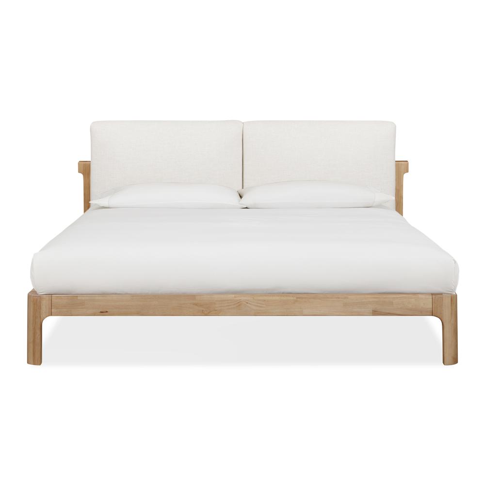 Furano Upholstered Two Cushion Platform Bed in Ginger and Natural Linen. Picture 1