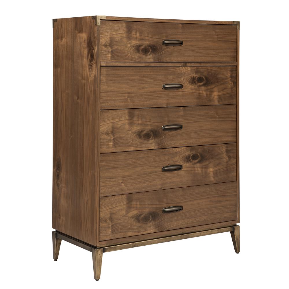 Adler Five Drawer Chest in Natural Walnut (2024). Picture 3
