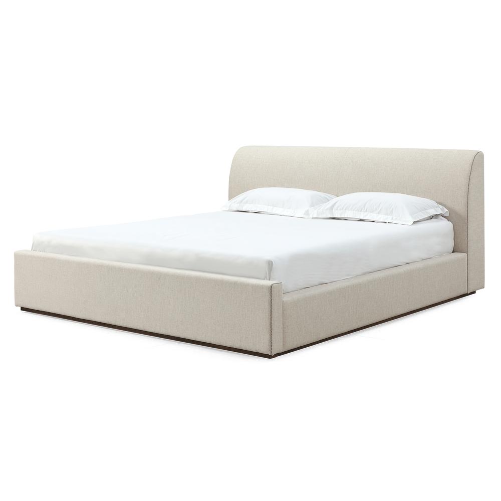 Louis Upholstered Platform Bed in Natural Linen. Picture 6