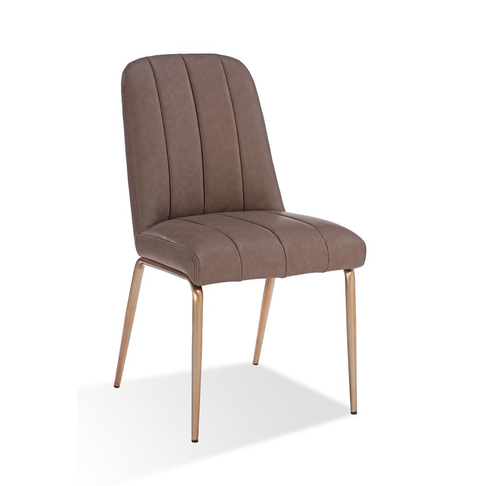 Upholstered Dining Chair in Cinnamon Synthetic Leather, set of 2. Picture 1