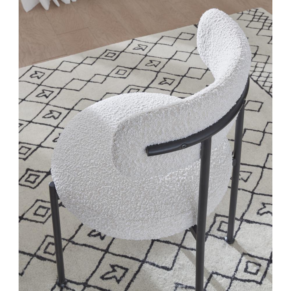 Aere Boucle Upholstered Metal Leg Dining Chair in Ivory and Black, set of 2. Picture 2
