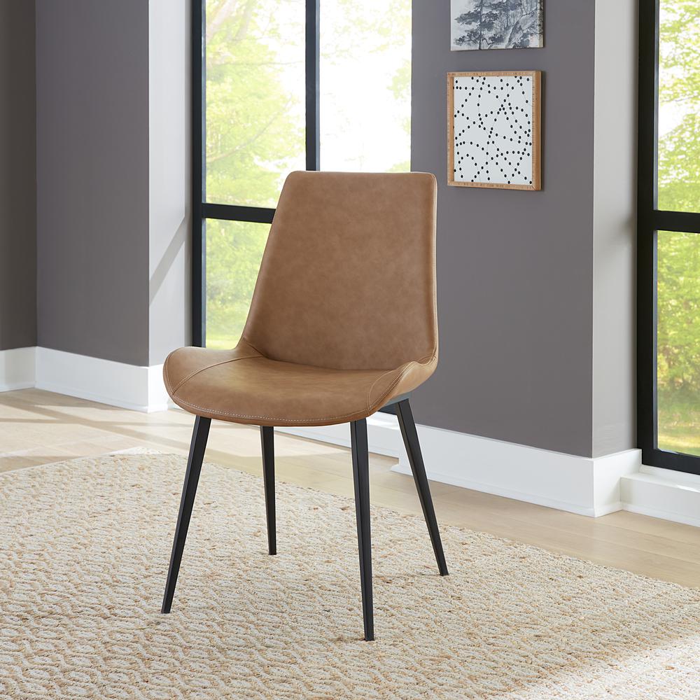 Nicoya Upholstered Dining Chair in Buckskin Synthetic Leather, set of 2. Picture 6