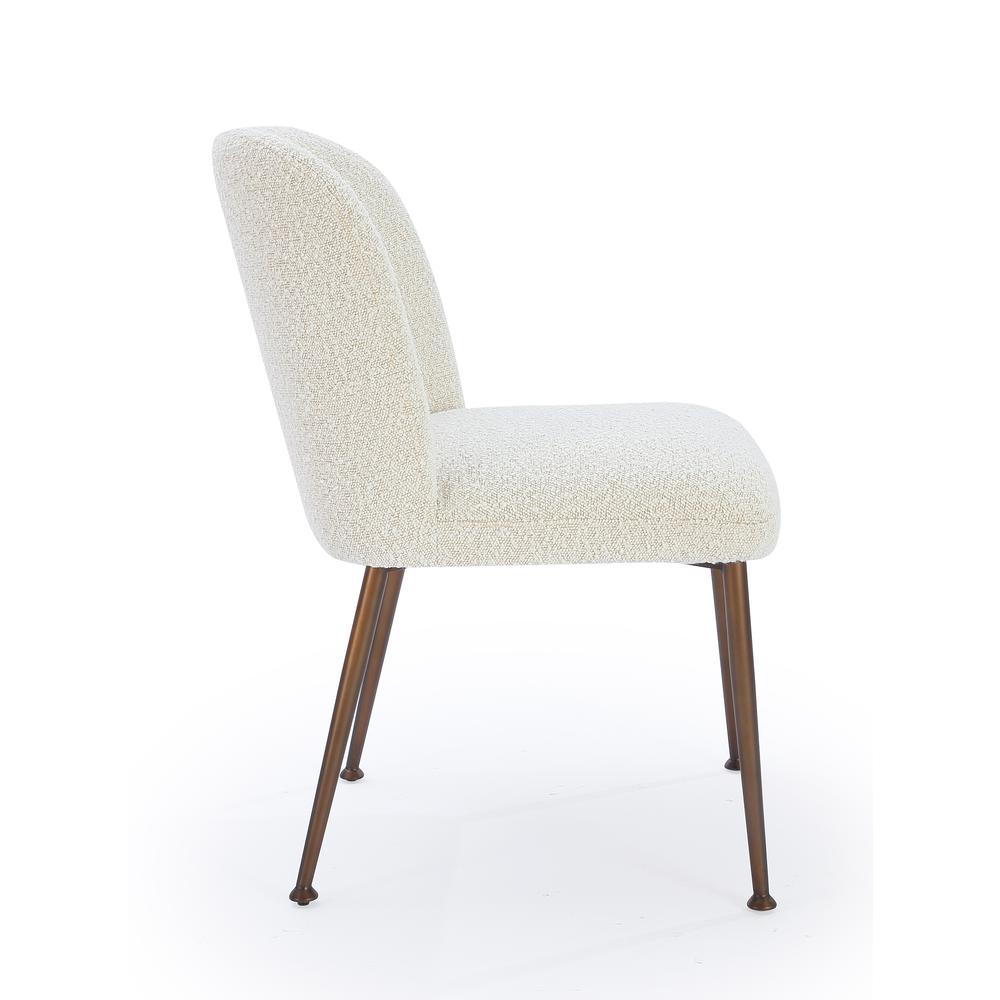 Avery Upholstered Dining Chair in Ricotta Boucle and Bronze Metal, set of 2. Picture 2