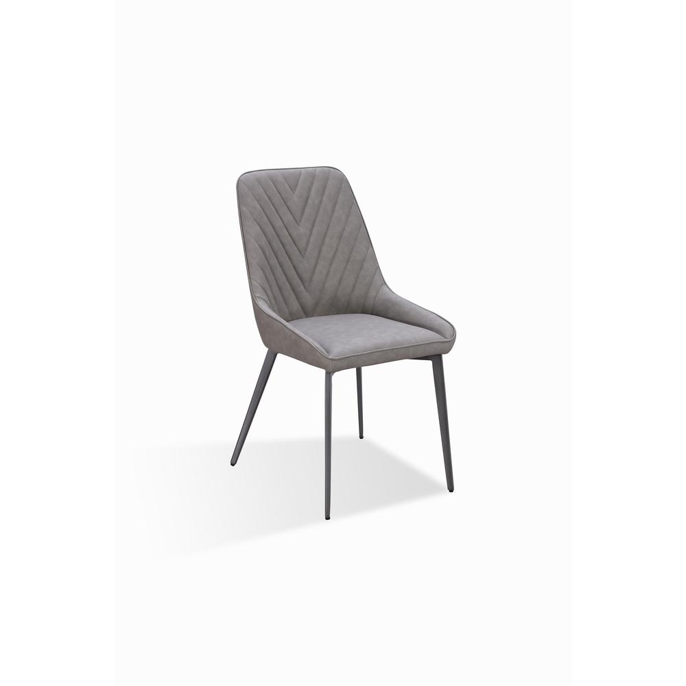 Metal Leg Upholstered Dining Chair in Anchor Gray Synthetic Leather, set of 2. Picture 2