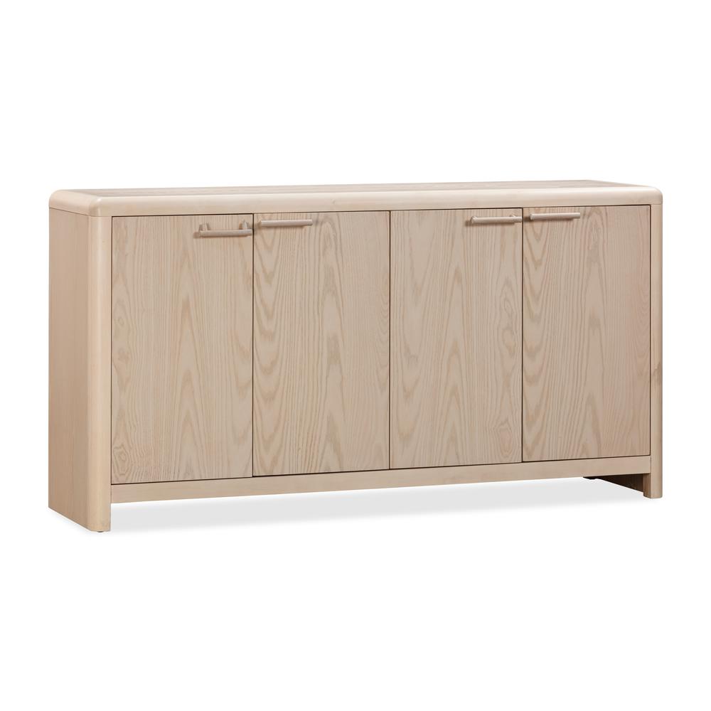 Liv Four Door Ash Wood Sideboard in White Sand. Picture 4